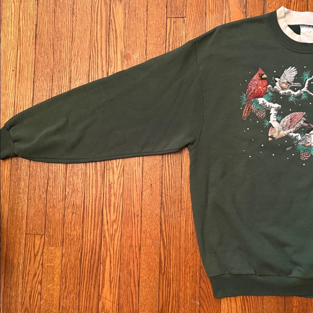 90’s Snowy Birds Vintage Granny Crewneck Sweater - Picture 5 of 11